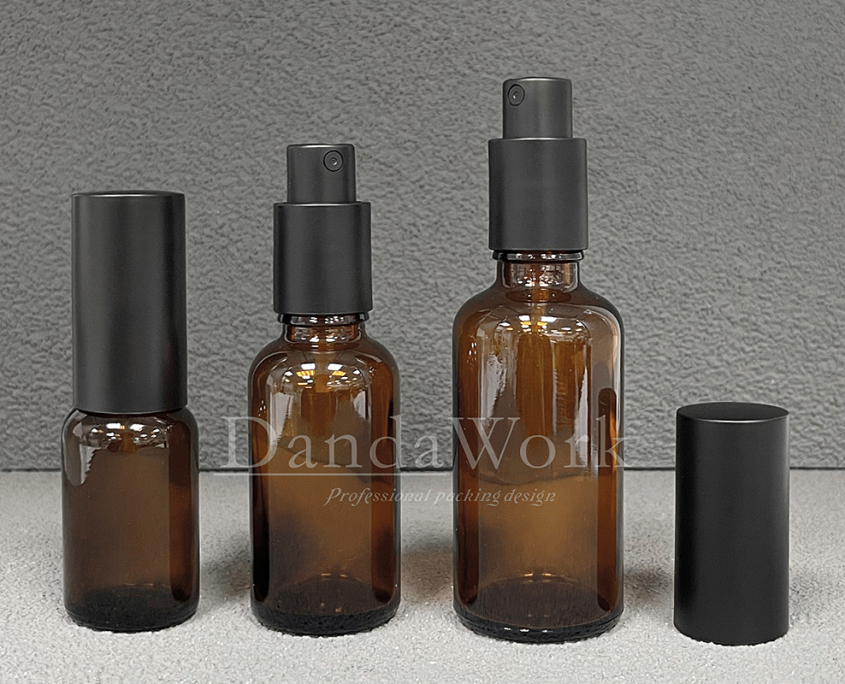 DB-T茶色玻璃瓶.精油瓶+配件FA (霧面噴霧頭)_ (15/30/50ml)