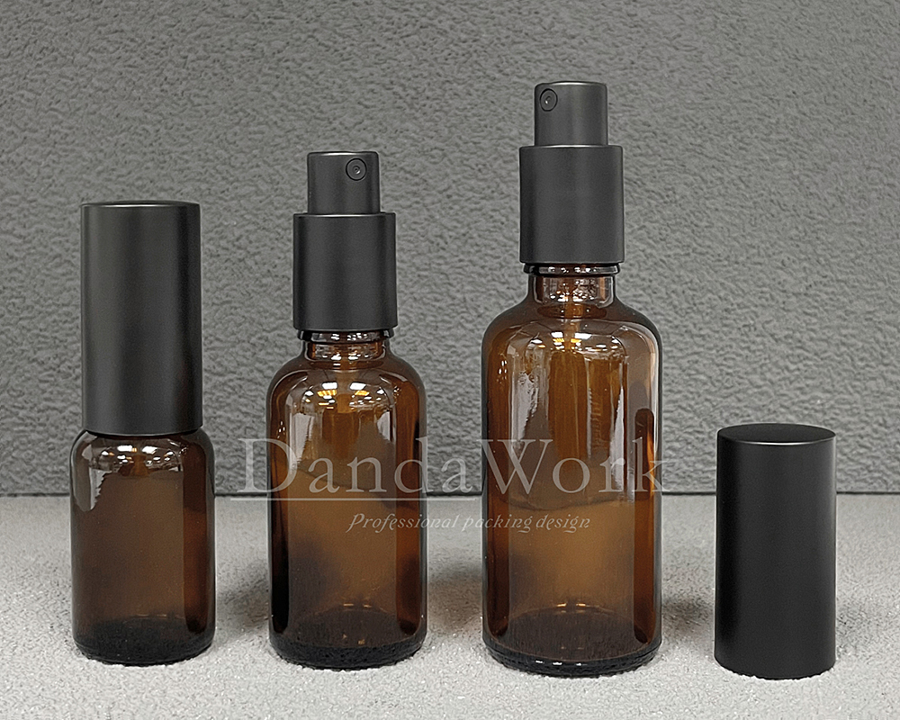 DB-T茶色玻璃瓶.精油瓶+配件FA (霧面噴霧頭)_ (15/30/50ml)