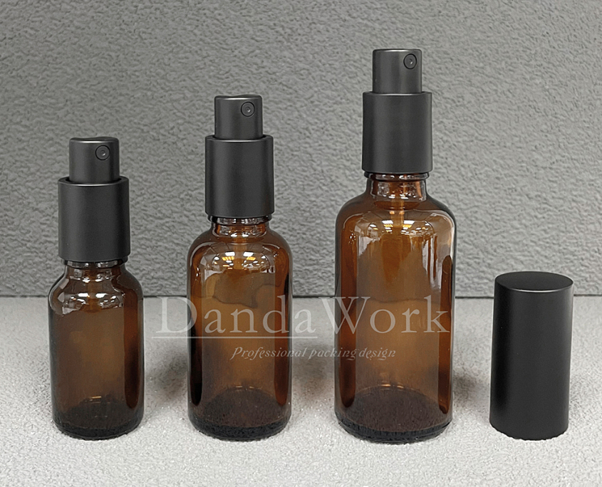 DB-T茶色玻璃瓶.精油瓶+配件FA (霧面噴霧頭)_ (15/30/50ml)