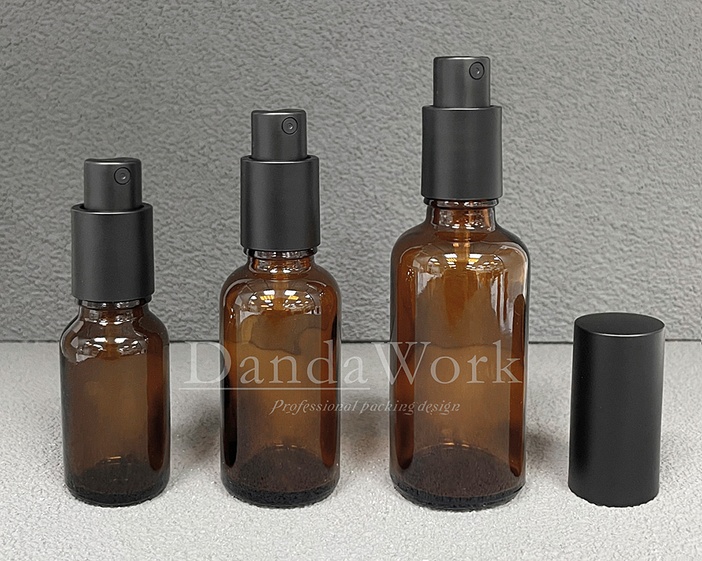 DB-T茶色玻璃瓶.精油瓶+配件FA (霧面噴霧頭)_ (15/30/50ml)