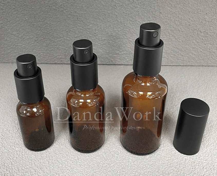 DB-T茶色玻璃瓶.精油瓶+配件FA (霧面噴霧頭)_ (15/30/50ml)