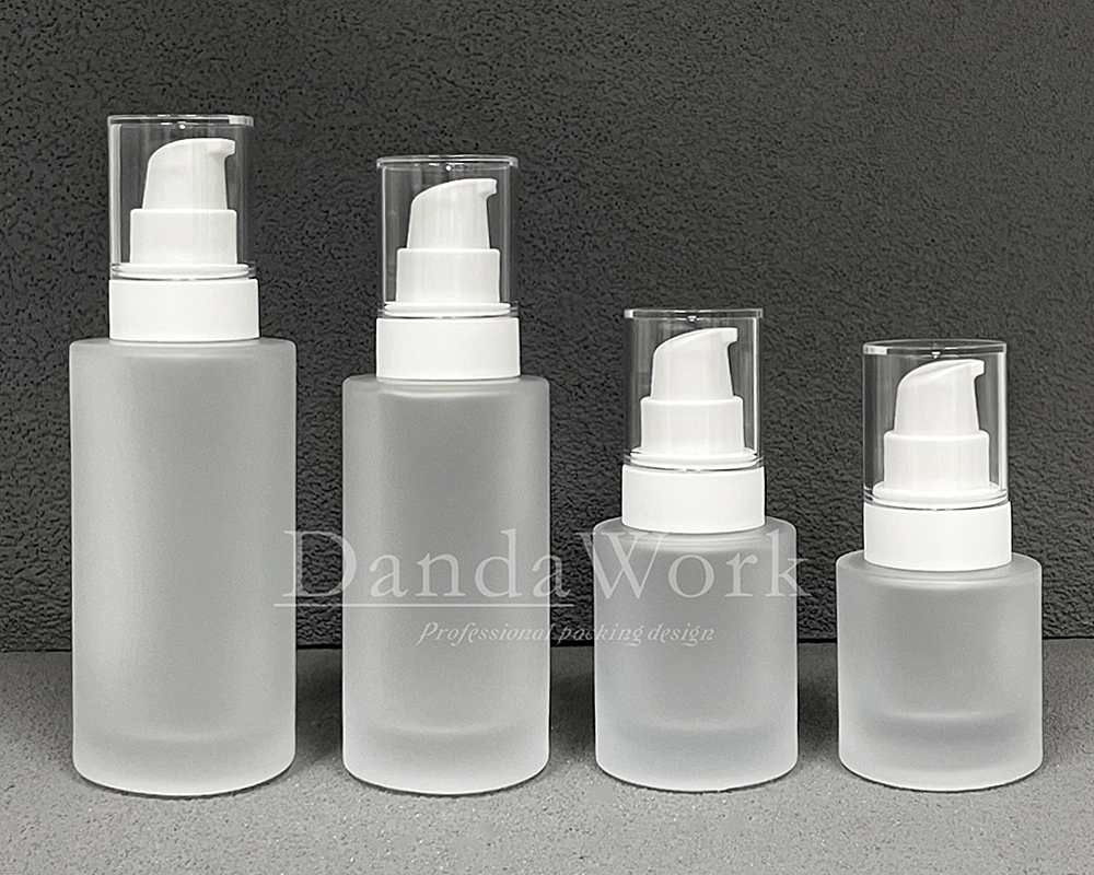 L直角霧面系列 玻璃瓶 (配件可更換) 30_50_100_200ml_PM-C33 霧面白色壓頭+透蓋 (1)