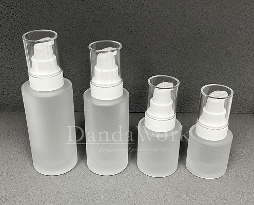 L直角霧面系列 玻璃瓶 (配件可更換) 30_50_100_200ml_PM-C33 霧面白色壓頭+透蓋 (2)