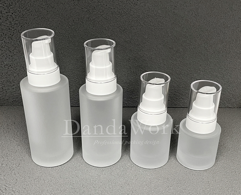 L直角霧面系列 玻璃瓶 (配件可更換) 30_50_100_200ml_PM-C33 霧面白色壓頭+透蓋 (2)