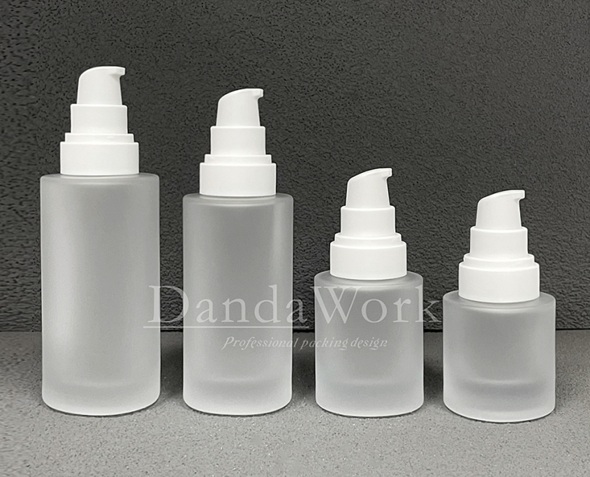 L直角霧面系列 玻璃瓶 (配件可更換) 30_50_100_200ml_PM-C33 霧面白色壓頭+透蓋 (3)