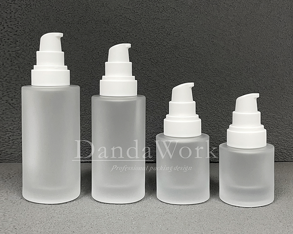 L直角霧面系列 玻璃瓶 (配件可更換) 30_50_100_200ml_PM-C33 霧面白色壓頭+透蓋 (3)