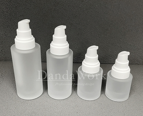 L直角霧面系列 玻璃瓶 (配件可更換) 30_50_100_200ml_PM-C33 霧面白色壓頭+透蓋 (4)