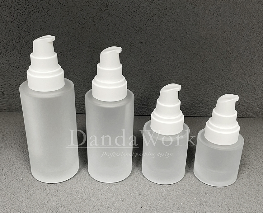 L直角霧面系列 玻璃瓶 (配件可更換) 30_50_100_200ml_PM-C33 霧面白色壓頭+透蓋 (4)