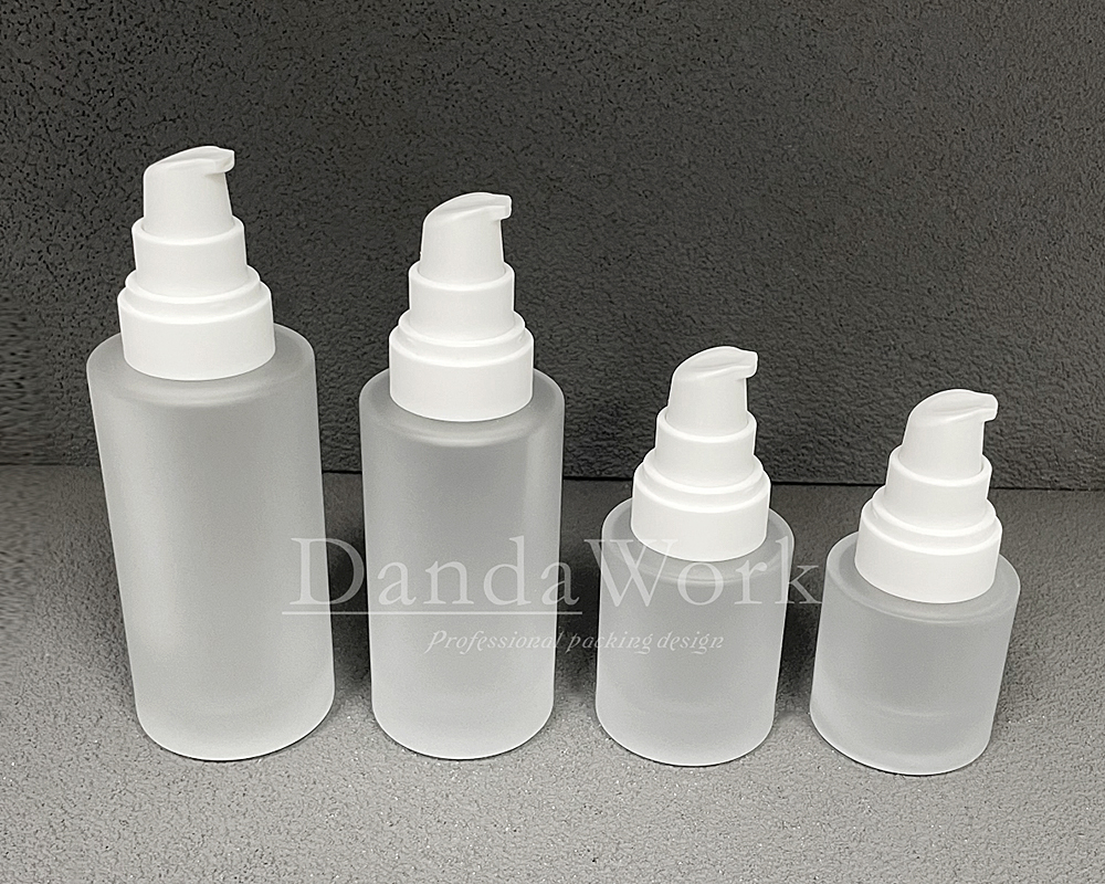 L直角霧面系列 玻璃瓶 (配件可更換) 30_50_100_200ml_PM-C33 霧面白色壓頭+透蓋 (4)